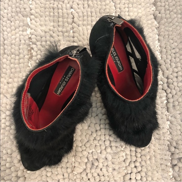 🚚 MOVING SALE Charles Jourdan PARIS real fur ankle heel booties - Picture 12 of 12